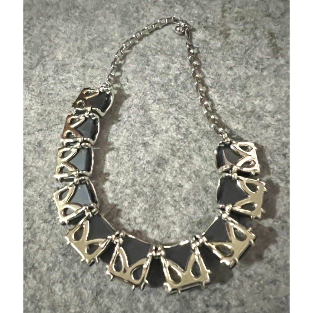 Vintage Thermoset Necklace Blue gray  16" - Picture 7 of 9